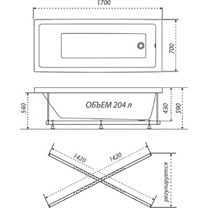 Акриловая ванна Triton Аура 170x70 на каркасе (Щ0000043572) в Москвe