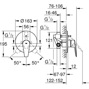 Смеситель для ванны Grohe BauEdge хром (29079001)