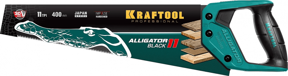 Ножовка по дереву Kraftool Alligator BLACK 11, длина полотна 400 мм (15205-40)