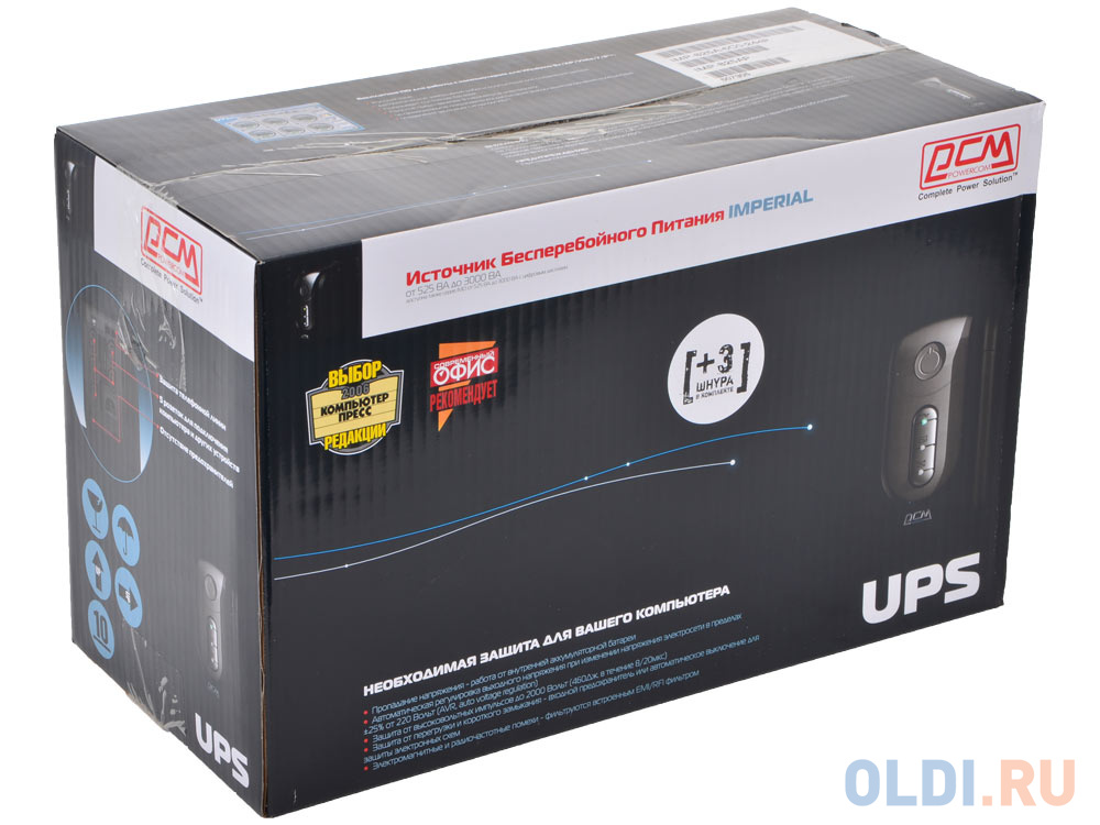 ИБП Powercom IMP-825AP Imperial 825VA/495W USB, AVR, RJ11, RJ45 (3+2 IEC)*