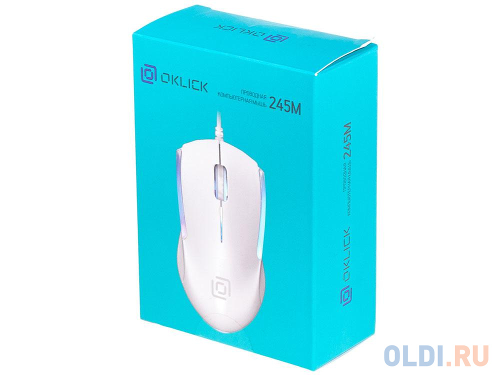 Мышь Oklick 245M белый оптическая (1000dpi) USB (3but