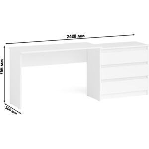 Комплект СВК Мори Стол письменный МСП1200.1 + Комод МК800.1, цвет белый в Москвe