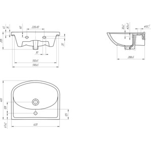 Раковина Cersanit Erica 60х47 (S-UM-ERI60/1-w) (60947)