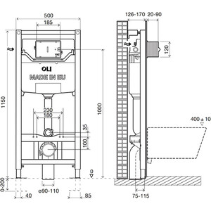 Инсталляция для унитаза OLI 120 Eco Sanitarblock пневматическая (879235)