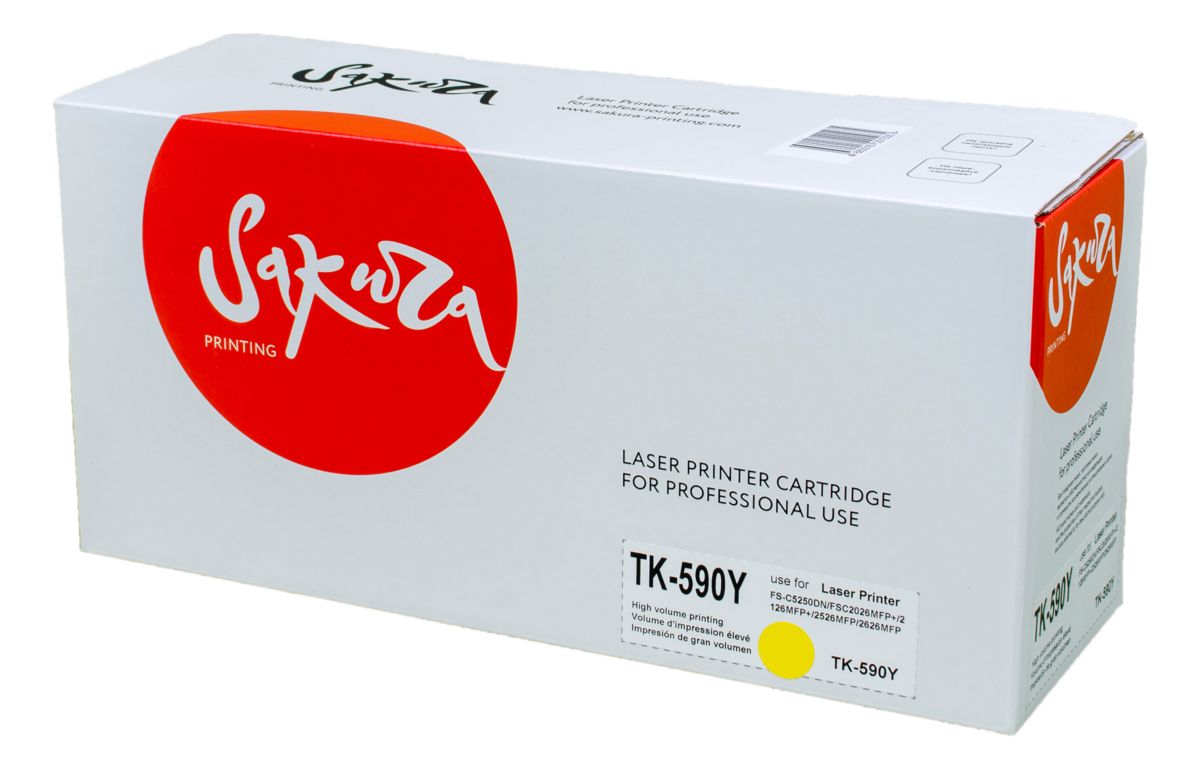 Картридж SAKURA TK590Y для Kyocera Mita, желтый, 5000 к. FS-C2026/FS-C2126MFP
