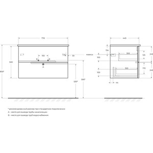 Тумба с раковиной Cezares Duet 80х45 Bianco Opaco (DUET-800-2C-SO-BO, CZR-NAT-80-LVB)