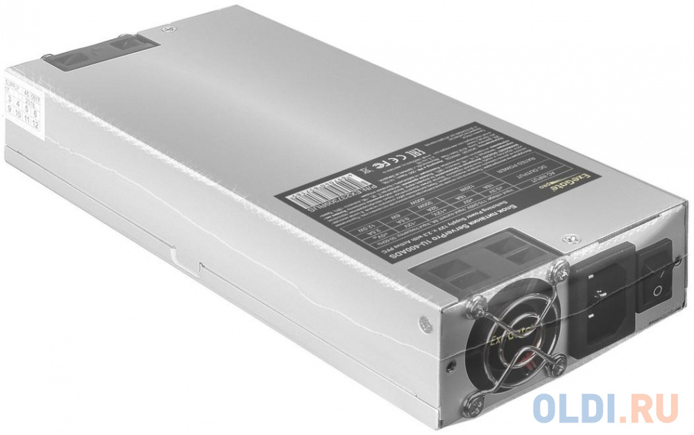 Серверный БП 400W ExeGate ServerPRO-1U-400ADS (1U, APFC, КПД 80% (80 PLUS), 2x4cm fans, 24pin, 2x(4+4)pin, 4xSATA, 2xIDE)