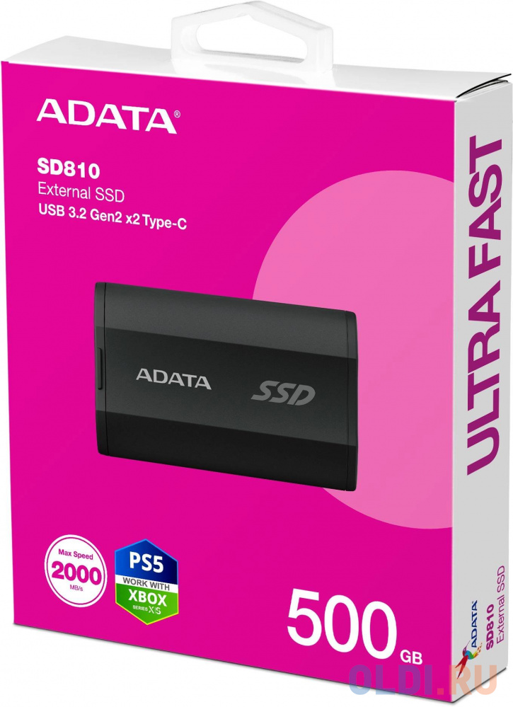 SSD жесткий диск 512GB USB3.2 EXT SD810-500G-CBK ADATA