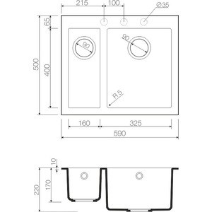 Кухонная мойка Omoikiri Bosen 59-2 BL черная (4993149) в Москвe