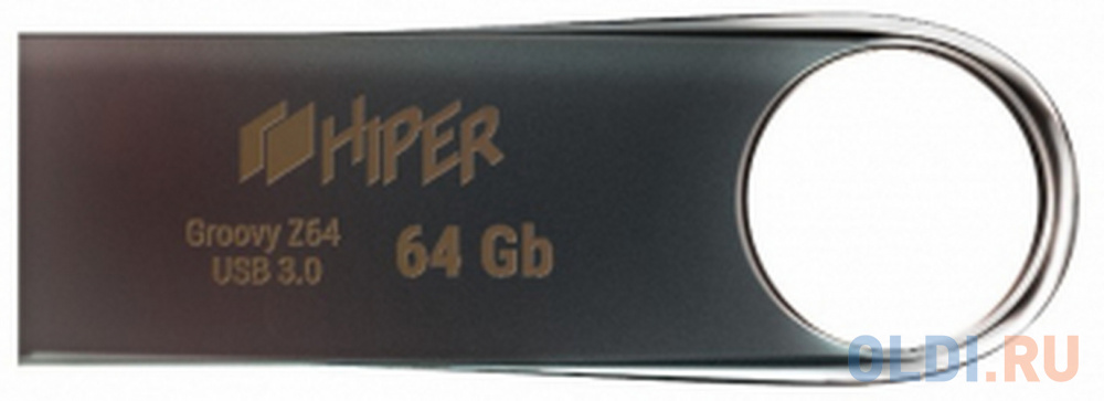 Флэш-драйв 64GB USB 3.0, Groovy Z,сплав цинка, цвет титан, Hiper