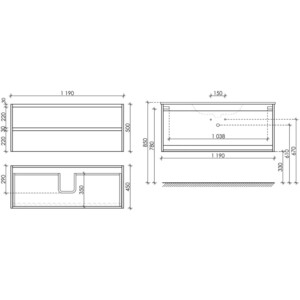 Тумба с раковиной Sancos Libra 120 два ящика, белый глянец (LB120-1W, CN7006)