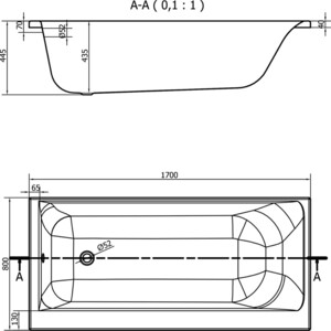 Акриловая ванна Cersanit Smart 170x80 правая, с каркасом (63351, RW-SMART*170)