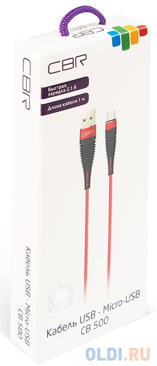 Кабель microUSB 1м CBR CB 500 круглый красный