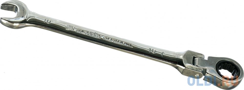Ключ MATRIX 14862  комбинированный трещоточный 10мм CrV шарнирный зерк.хром professional