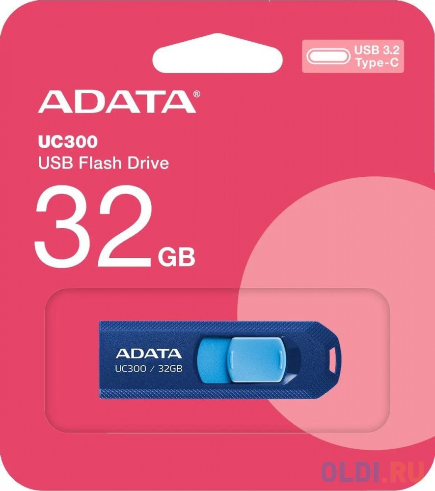 Флеш Диск A-DATA 32GB <ACHO-UC300-32G-RNB/BU> UC300, USB 3.2/TypeC, синий/голубой