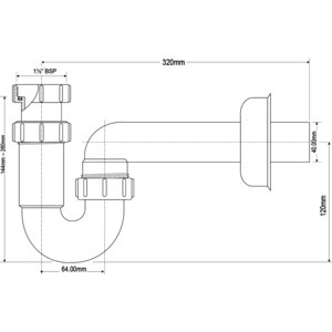 Сифон для кухонной мойки McAlpine патрубок D40 (MRSK14)