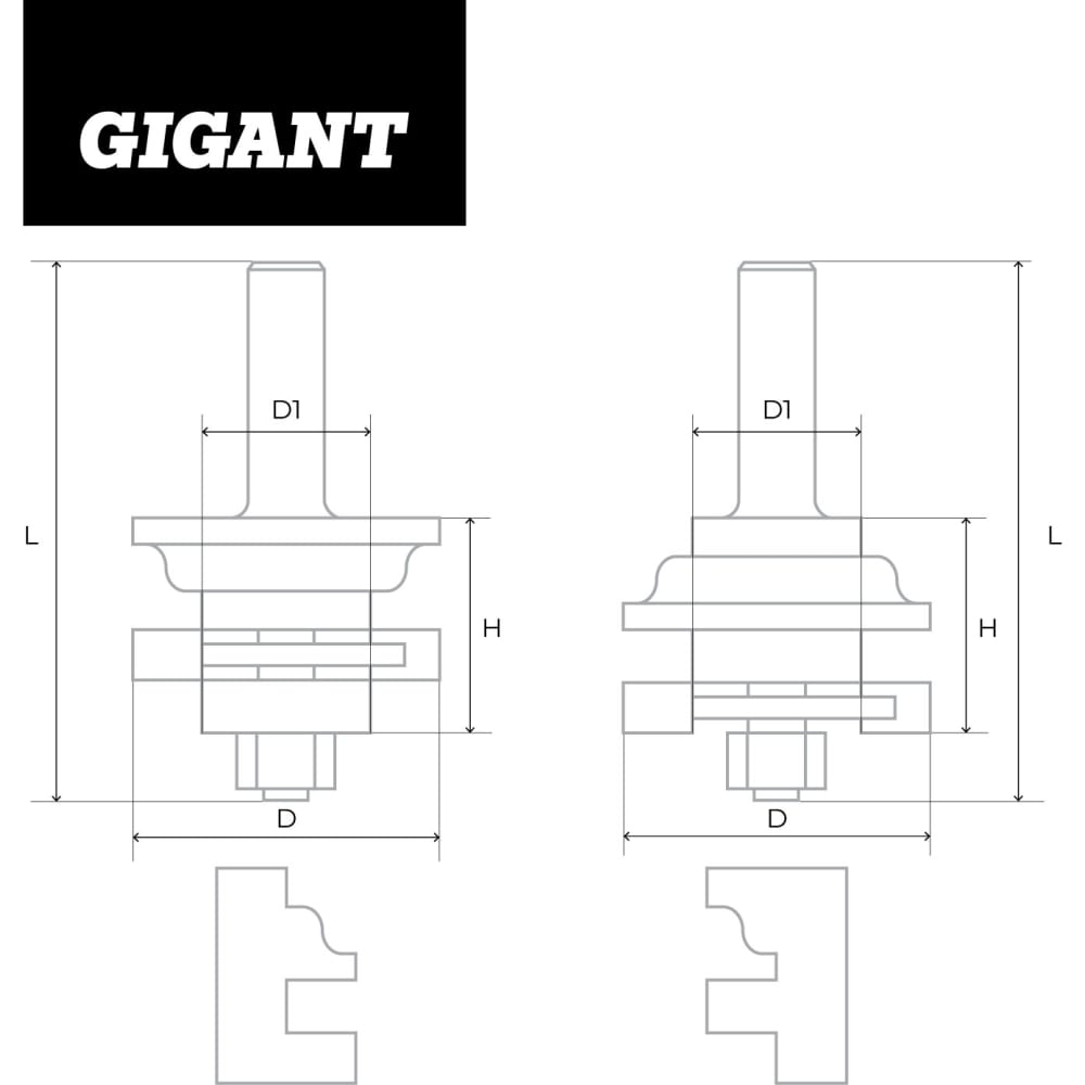 Набор фрез комбинированных рамочных Gigant в Москвe