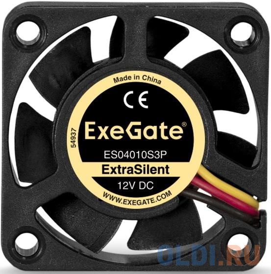 Exegate EX283364RUS Вентилятор ExeGate ExtraSilent ES04010S3P, 40x40x10 мм, подшипник скольжения, 3pin, 5000RPM, 24dBA