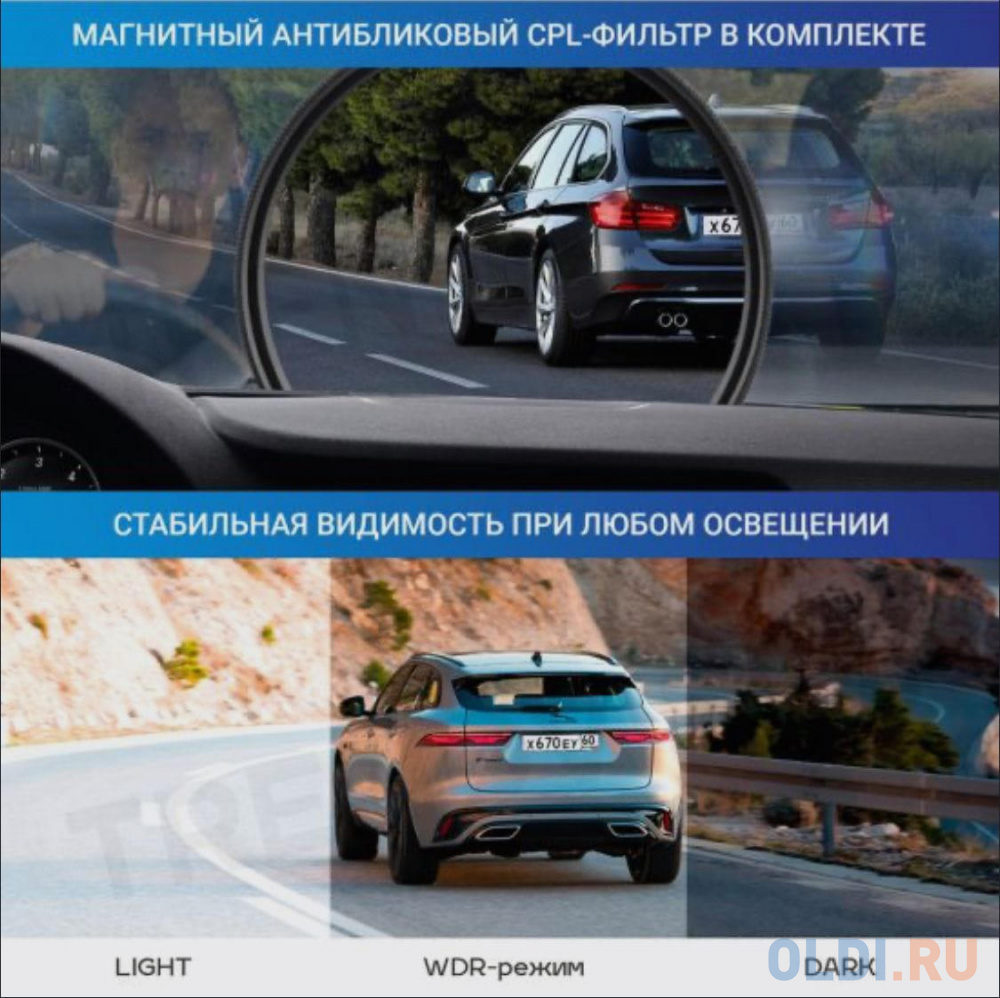 Видеорегистратор TrendVision TDR-725 Real 4K 2CH черный 8Mpix 2160x3840 2160p 170гр. GPS NT96670