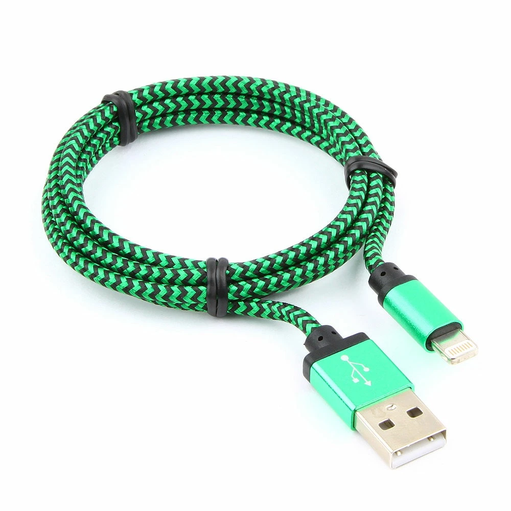 Кабель USB2.0(Am)-Lightning(8-pin), Cablexpert, 1m, зеленый, нейлоновая оплетка, алюминиевые разъемы (CC-ApUSB2gn1m)
