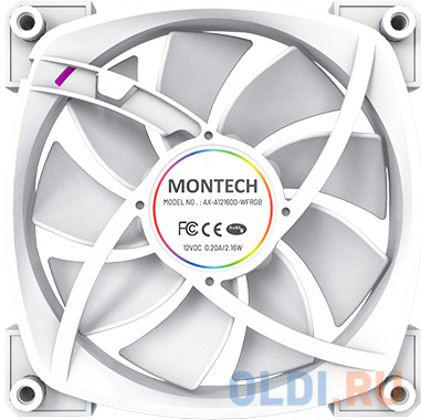 Вентилятор для корпуса Montech AX120 ARGB 120х120x25 белый 4-pin 27дБ (AX120 PWM WHITE) Ret в Москвe