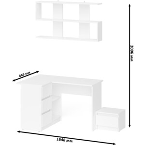 Стол компьютерный СВК Мори МС-16 левый + Тумба ТМП400.1 + Полка 1200, цвет белый (1027367)