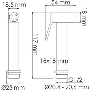 Гигиенический душ Wasserkraft с фиксатором, хром (A136)