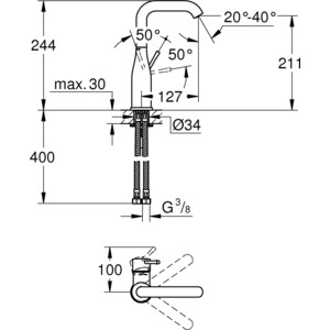 Смеситель для раковины Grohe Essence+ (23541001)