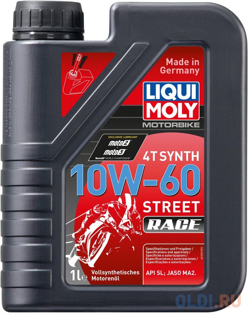 Cинтетическое моторное масло LiquiMoly Motorbike 4T Synth Street Race 10W60 1 л 1525 в Москвe