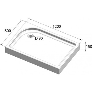 Душевой поддон BelBagno 120х80 левый (TRAY-BB-AH-120/80-15-W-L)