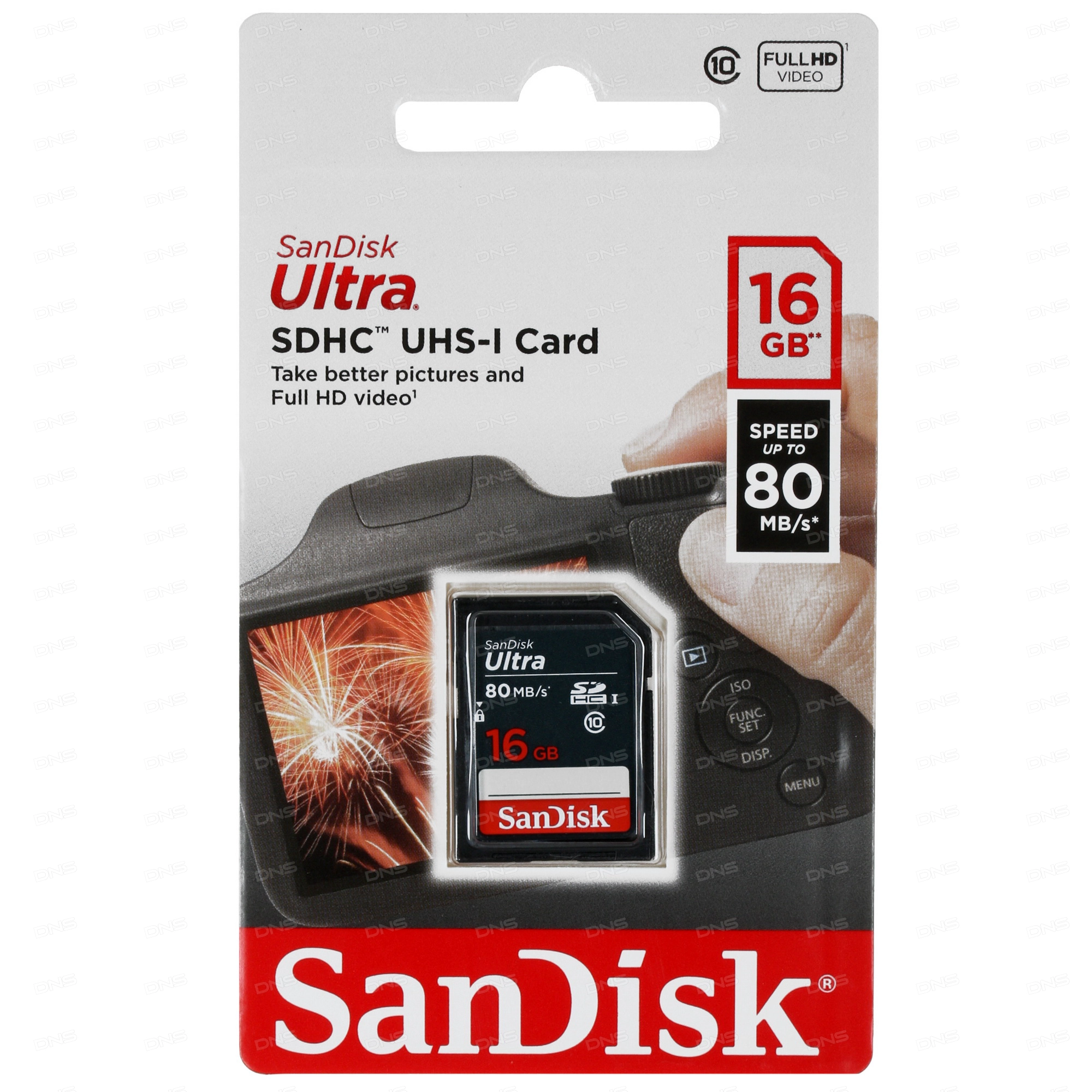 Карта памяти 16Gb SDHC Sandisk Ultra Class 10 UHS-I (SDSDUNS-016G-GN3IN)