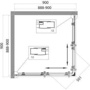 Душевой уголок BelBagno Uno 195-A-2 90х90 рифленый Punto, хром (UNO-195-A-2-90-P-Cr)