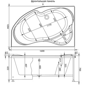 Акриловая ванна Aquanet Capri 170x110 L левая, с каркасом, без гидромассажа (205345)