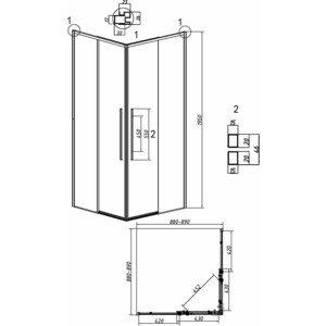 Душевой уголок Grossman Galaxy 90x90 тонированный, черный матовый (300.K33.01.9090.21.10)