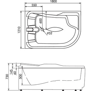 Акриловая ванна Gemy 180x120 с гидромассажем (G9083 B L)