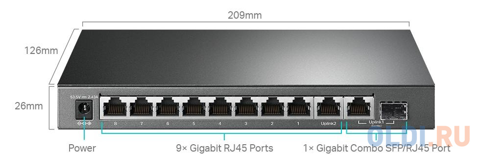 Коммутатор TP-Link TL-SG1210MPE 10G 8PoE+ 123W настраиваемый