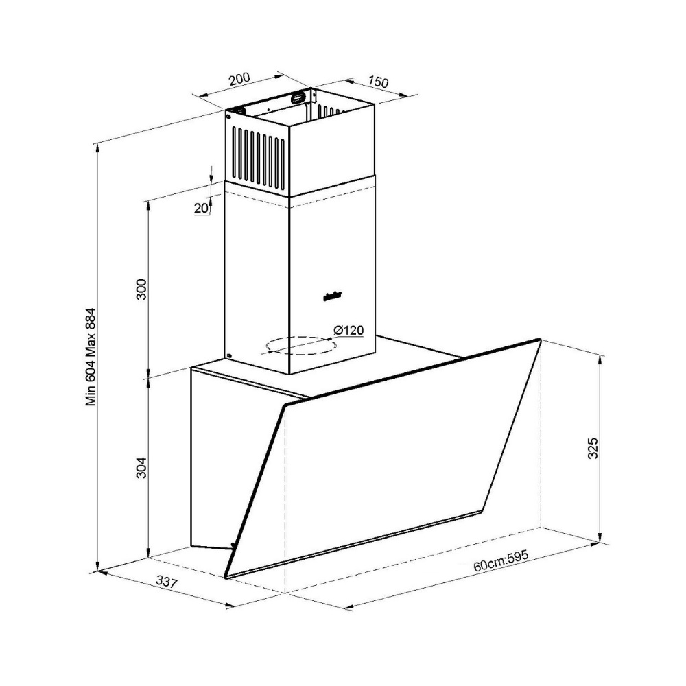 Настенная вытяжка Simfer 8555SM (ширина 50 см, цвет черный)