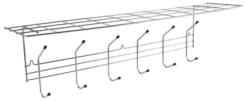 Вешалка настенная Mensola 6 крючков с полкой хром