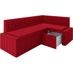 Кухонный диван Mebel Ars Вермут правый угол (Кордрой красный) 213х82х133 см