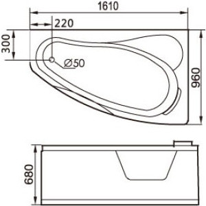 Акриловая ванна Gemy 161x96 с гидромассажем (G9046 K R)