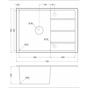 Кухонная мойка EMAR EMQ-1700.Q берилл