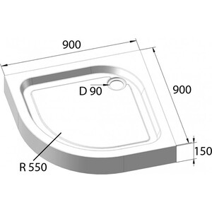 Душевой поддон BelBagno 90х90 (TRAY-BB-R-90-550-15-W)