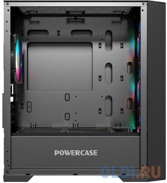 Powercase Mistral Micro X4B, Tempered Glass, 4х 120mm 5-color fan, чёрный, mATX  (CMMXB-L4)
