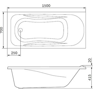 Акриловая ванна Am.Pm Sense 150x70 с каркасом и слив-переливом (W75A-150-070W-KL) в Москвe