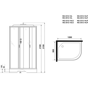 Душевая кабина Niagara NG-3512-14L 120х80х215 левая