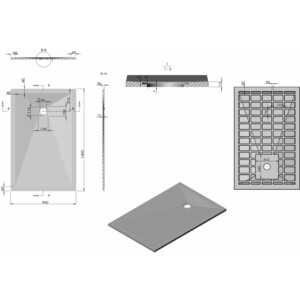 Душевой поддон Vincea VST-4SR 140х90 с сифоном, серый (VST-4SR9014G, VSPH-D132)