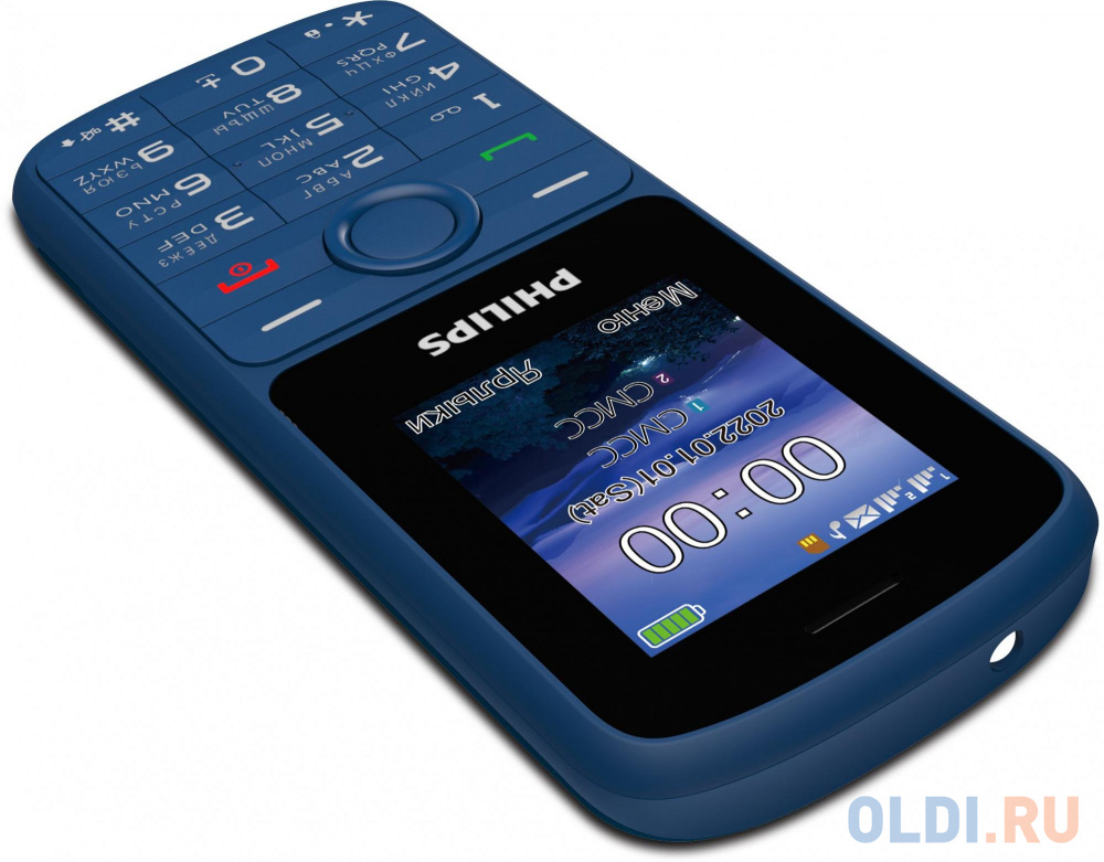 Мобильный телефон Philips E2101 Xenium синий моноблок 2Sim 1.77" 128x160 GSM900/1800 MP3 FM microSD