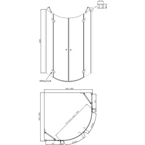 Душевой уголок Ambassador Diamond 100x100 с душевой системой Lemark, прозрачный, хром (12011102, LM7010C)