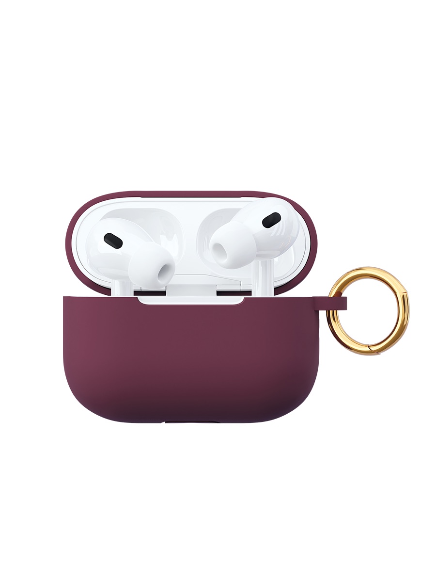 Чехол силиконовый VLP Soft Touch, с кольцом, для AirPods Pro 2 (2022), марсала