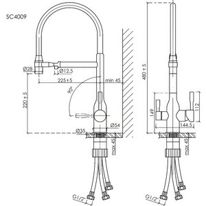 Смеситель для кухни Sancos Garda с подключением фильтра, матовый черный (SC4009MB)